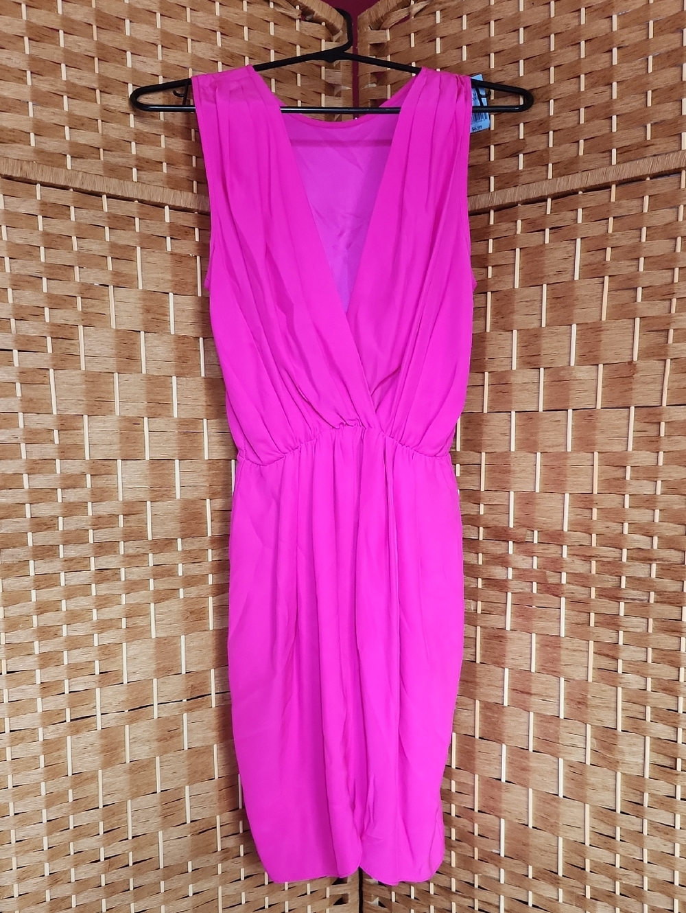Amanda Uprichard, Women's Summer Vacation, Silk Vibrant Hot Pink Mini Dress